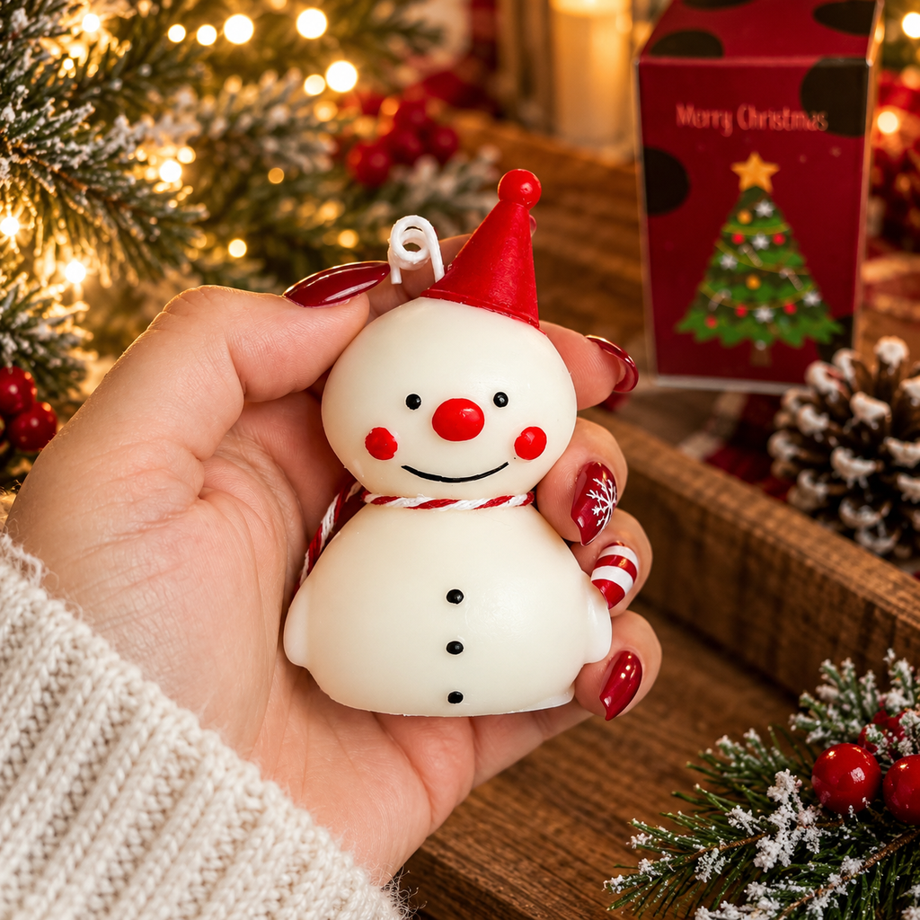 Snowman Shaped Mini Candle