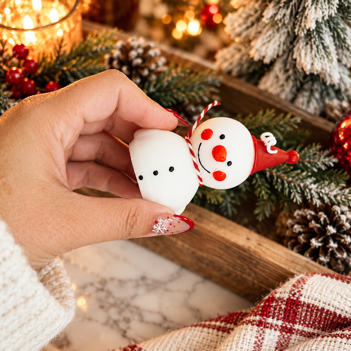 Snowman Shaped Mini Candle