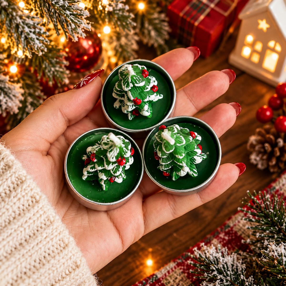 Mini Tree Shaped Unscented Candles - 3 pack