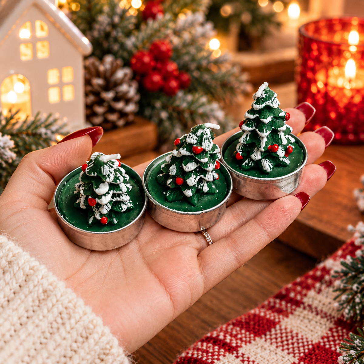 Mini Tree Shaped Unscented Candles - 3 pack