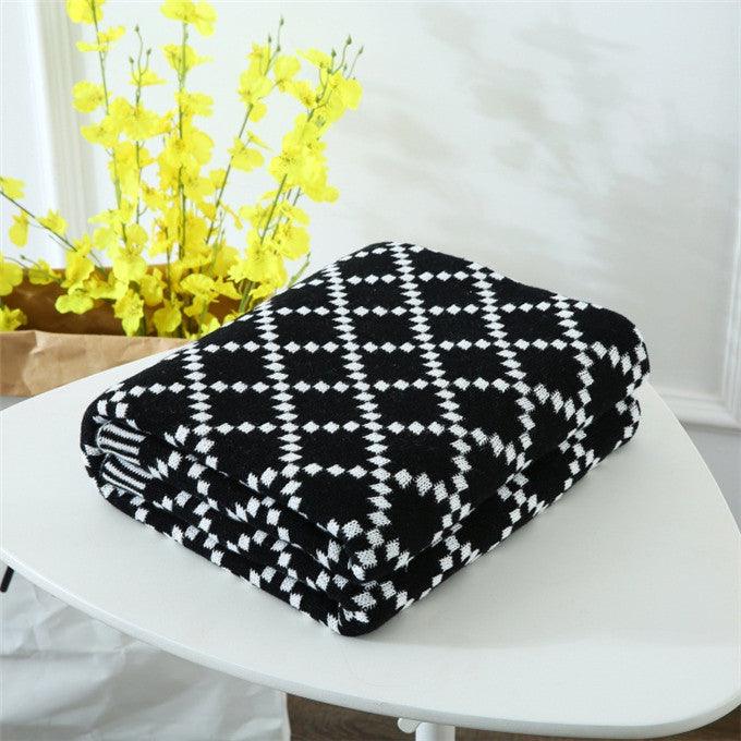 Geo Double-Sided Medium Weight Cotton Soft Knit Throw Blanket — Select Your Color