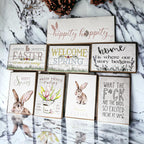 Wooden "Hippy Hoppity Easter.." or "Welcome Spring" Block Sign — Select Your Style