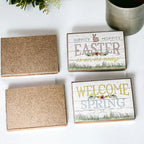 Wooden "Hippy Hoppity Easter.." or "Welcome Spring" Block Sign — Select Your Style
