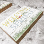 Wooden "Hippy Hoppity Easter.." or "Welcome Spring" Block Sign — Select Your Style