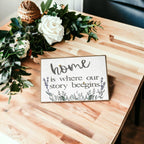 Wooden "Home is Where Our Story BEEgins" Sign
