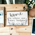 Wooden "Home is Where Our Story BEEgins" Sign