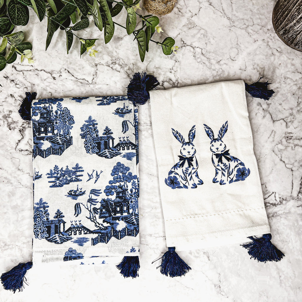 Chinoiserie Bunny Dish Towel