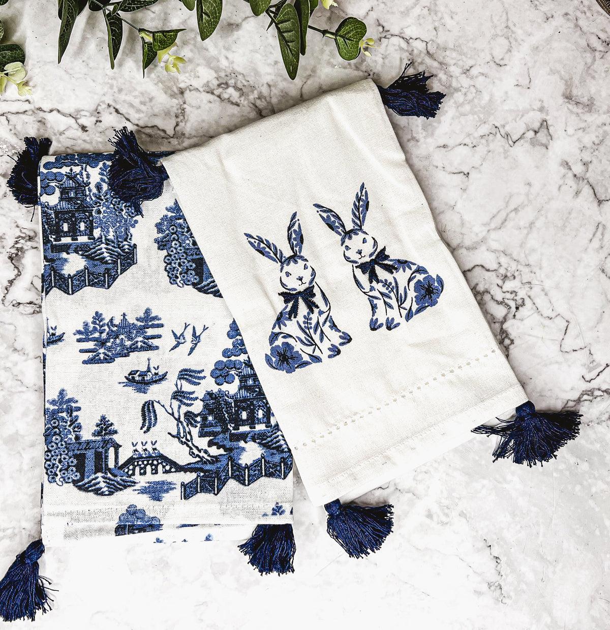 Chinoiserie Bunny Dish Towel