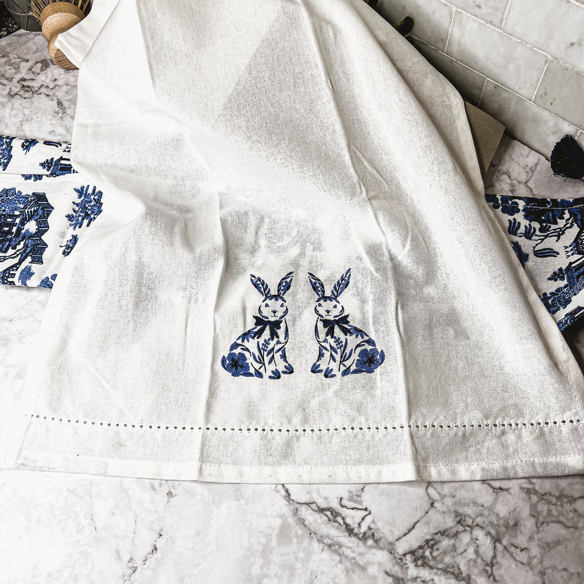 Chinoiserie Bunny Dish Towel