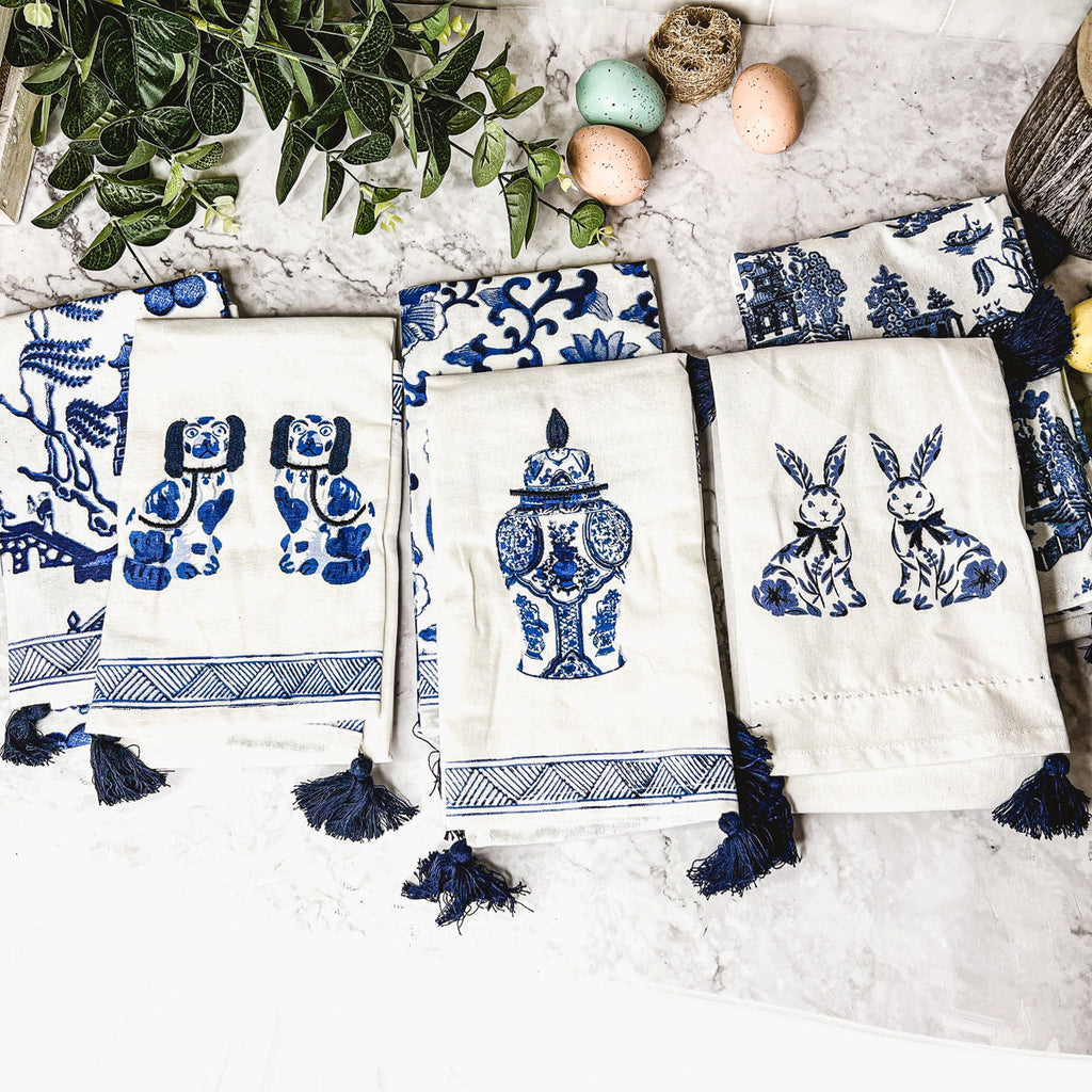 Chinoiserie Bunny Dish Towel