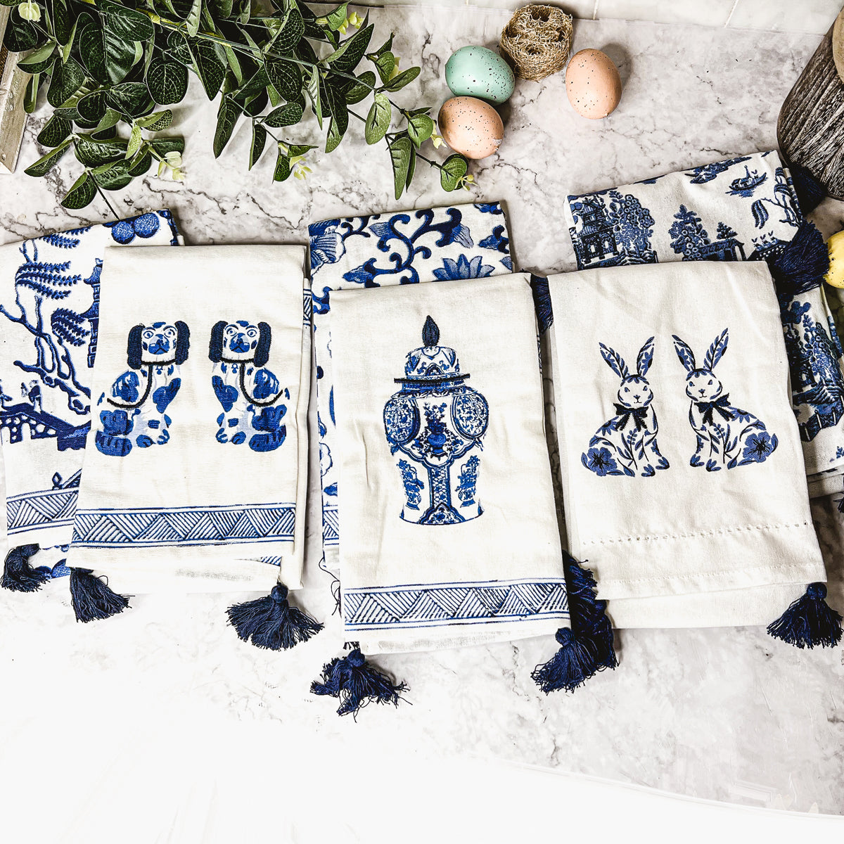 Chinoiserie Bunny Dish Towel