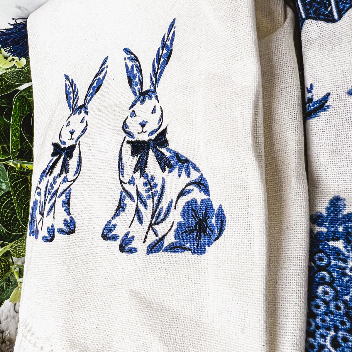 Chinoiserie Bunny Dish Towel