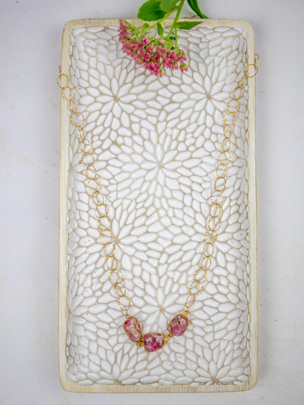 Bubble Chain Long Necklace — Select Your Gemstone