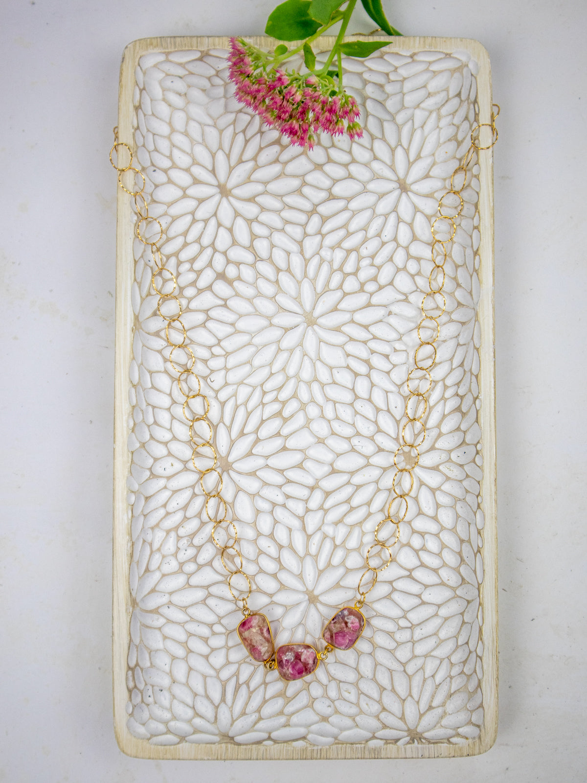 Bubble Chain Long Necklace — Select Your Gemstone
