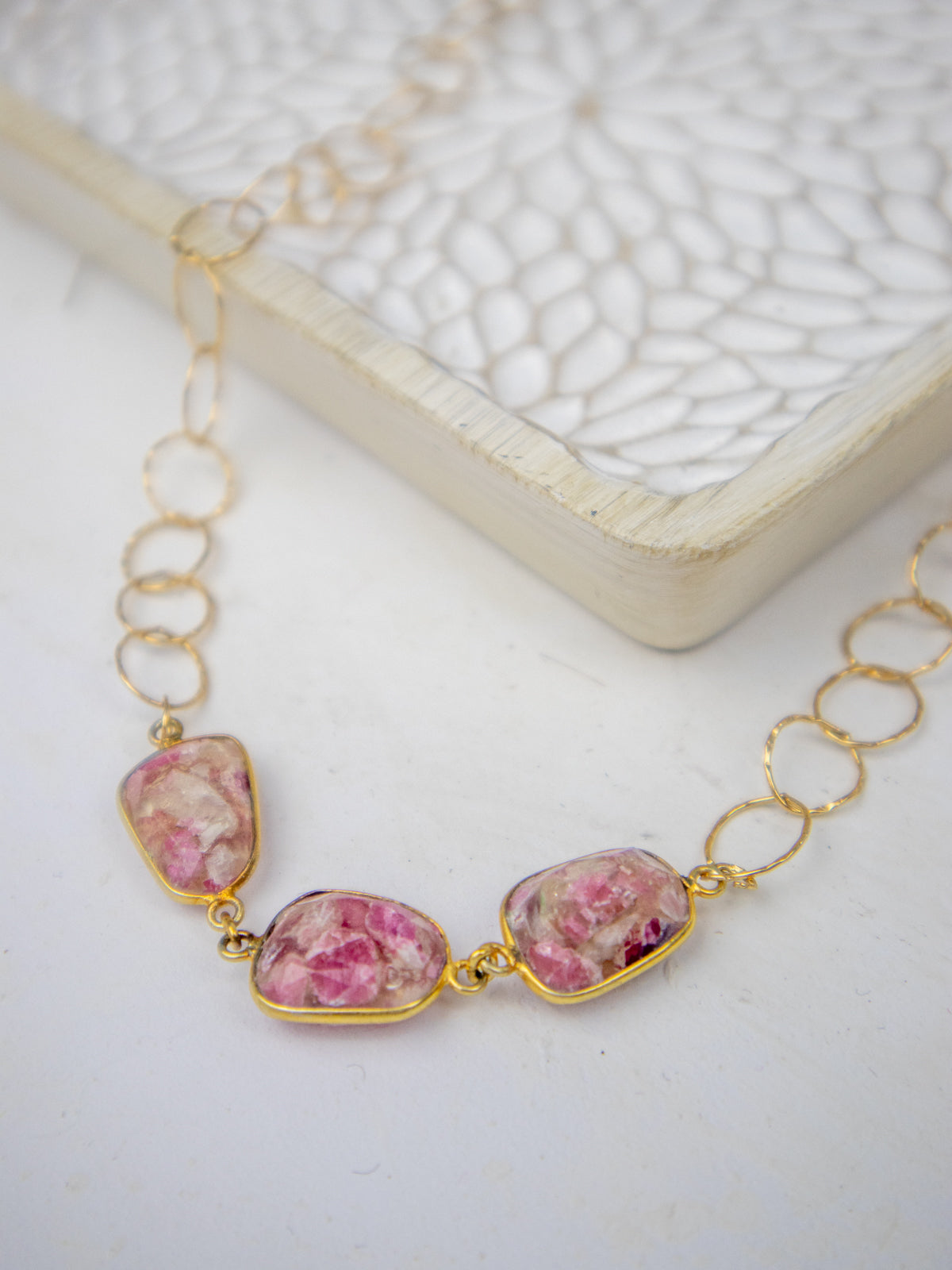 Bubble Chain Long Necklace — Select Your Gemstone