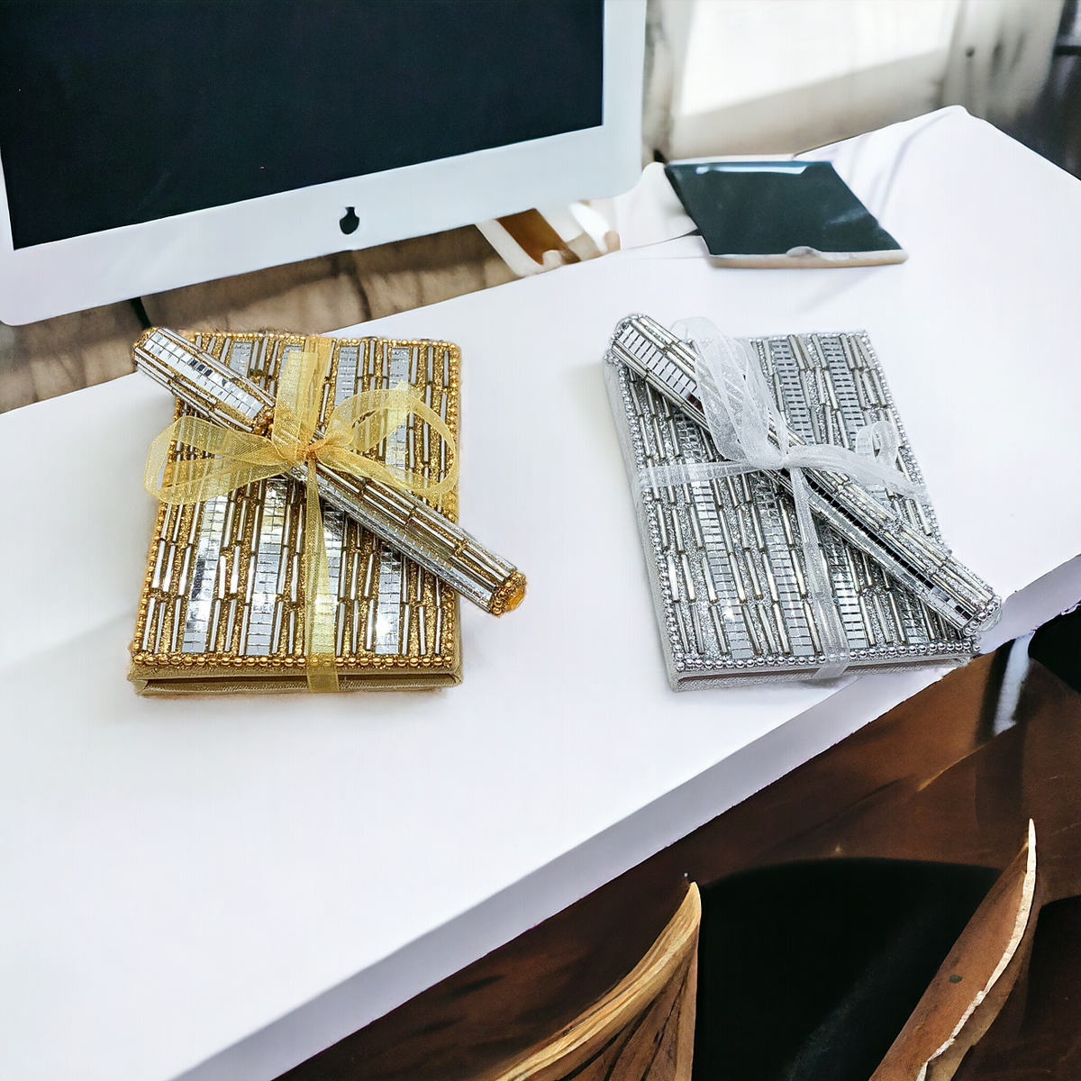 Handmade Mini Blinged Out Notebook & Matching Blinged Out Pen — Select Your Color Set