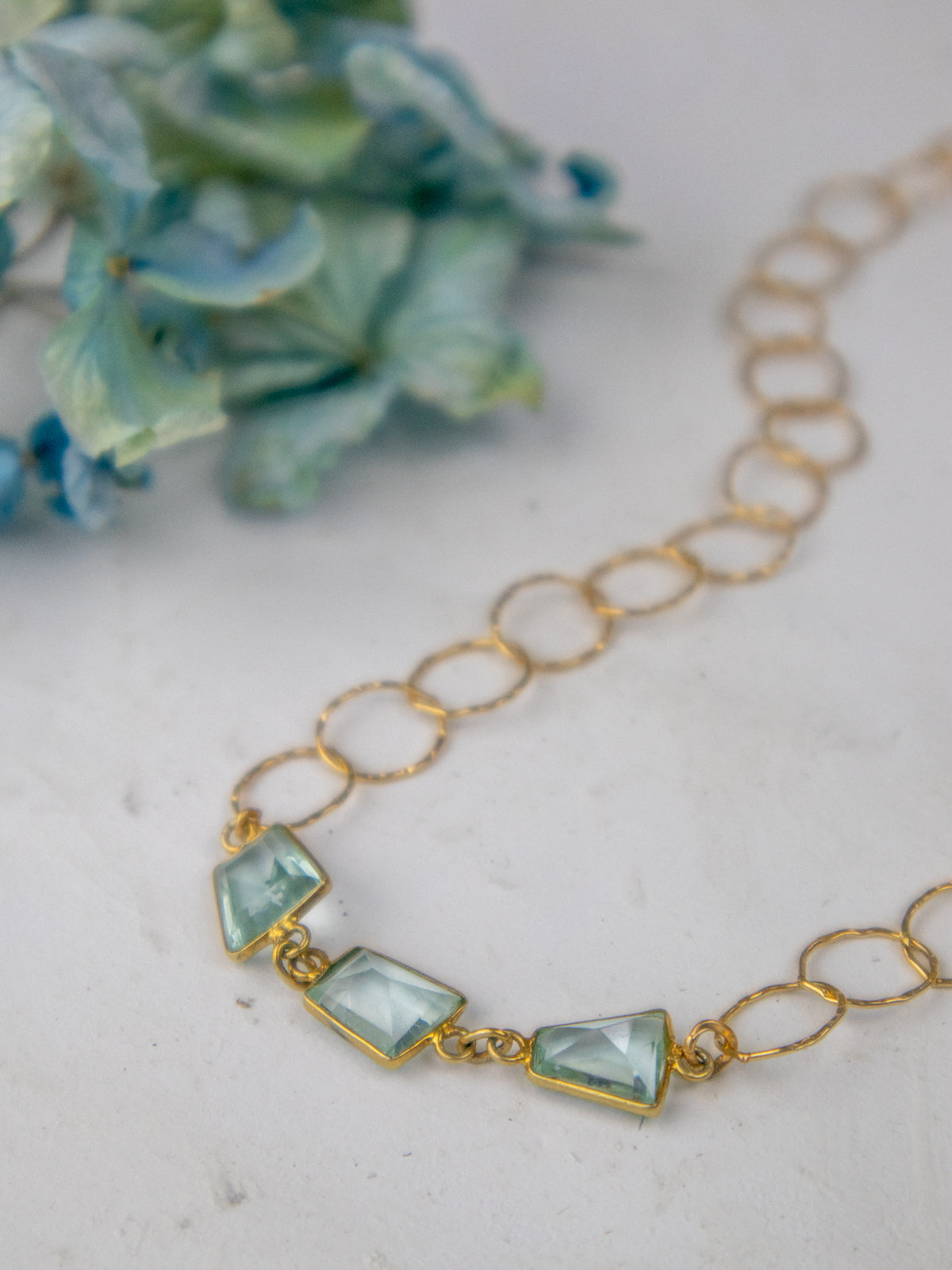 Bubble Chain Long Necklace — Select Your Gemstone