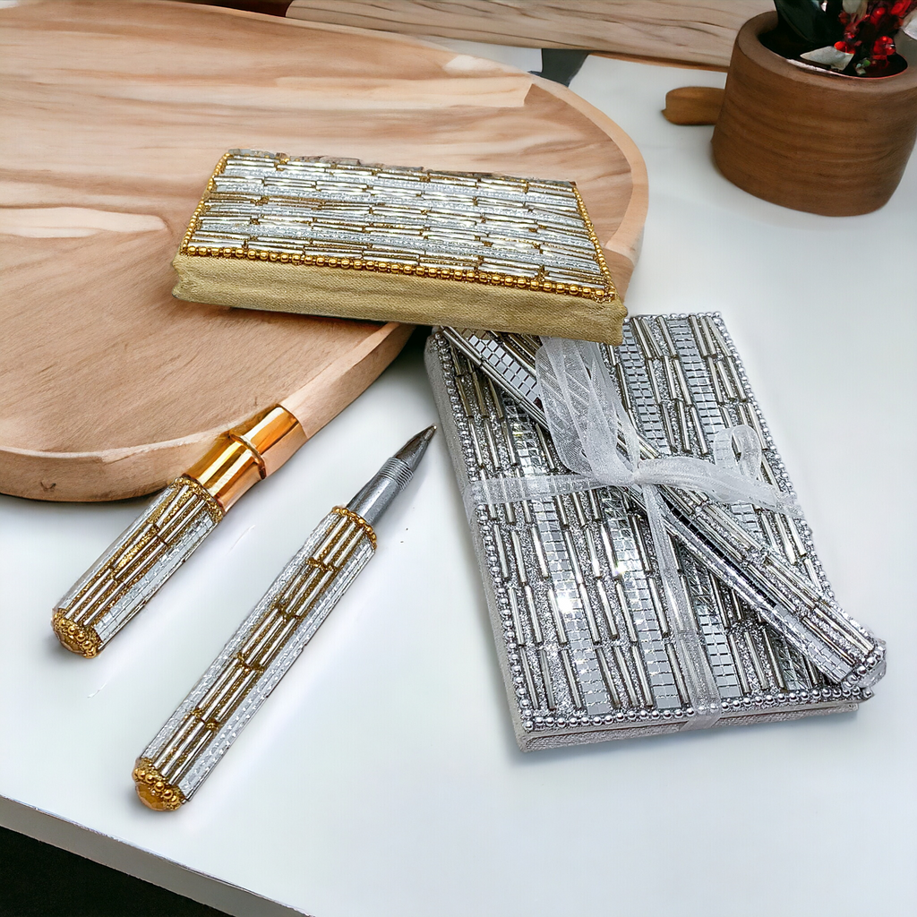 Handmade Mini Blinged Out Notebook & Matching Blinged Out Pen — Select Your Color Set