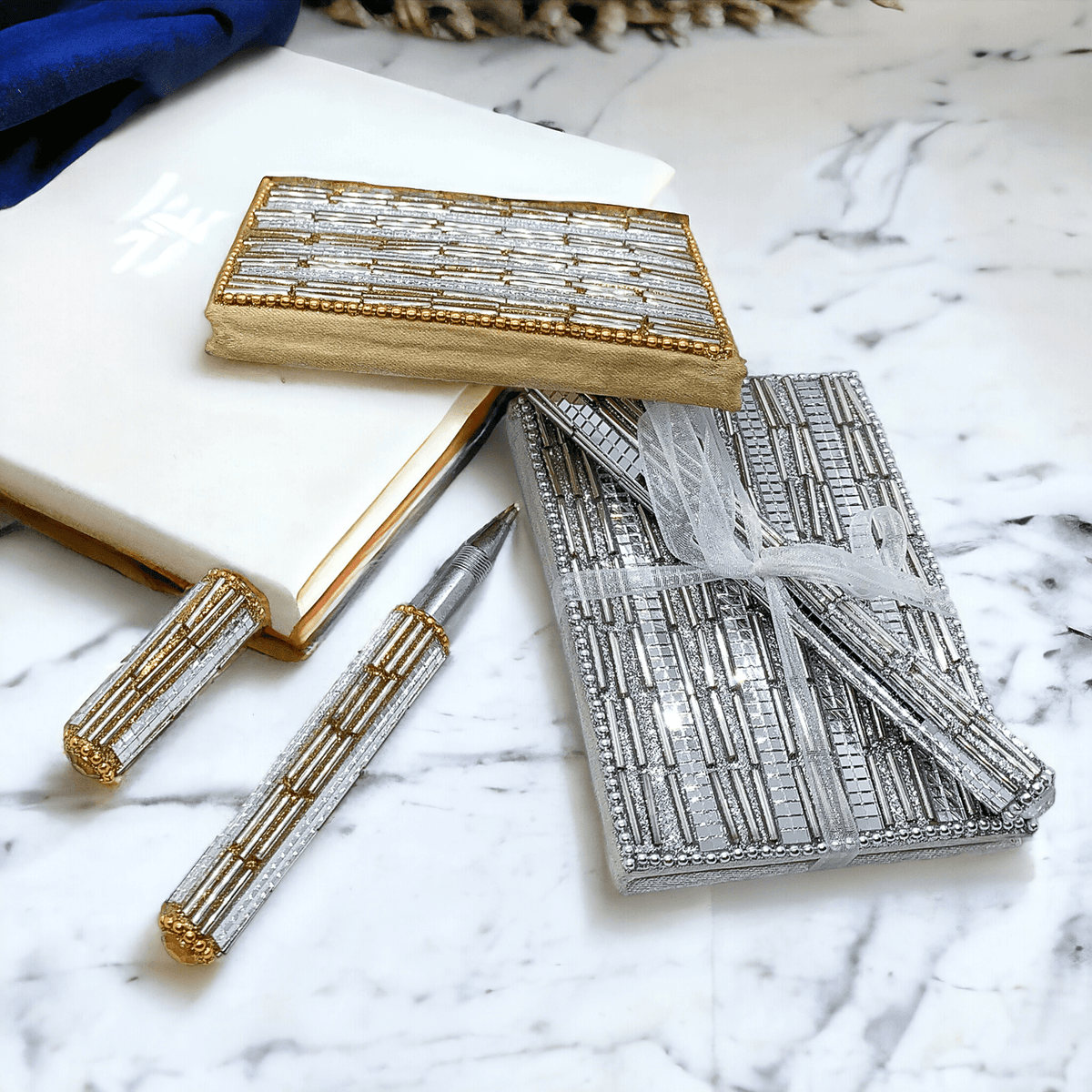 Handmade Mini Blinged Out Notebook & Matching Blinged Out Pen — Select Your Color Set