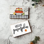 Handmade Wooden "Hello Pumpkin" Block Sign