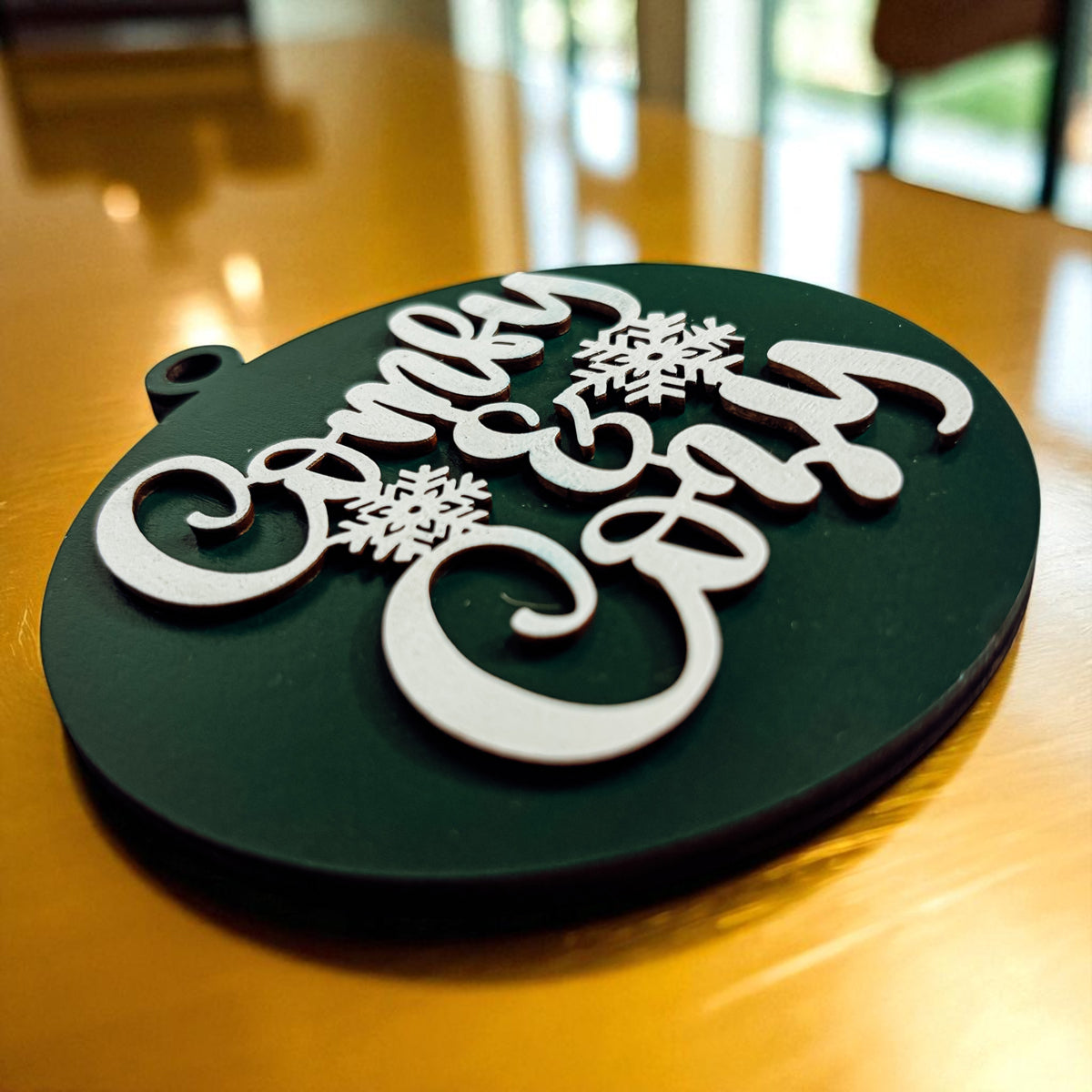 Wooden "Comfy & Cozy" Christmas Ornament — Select Your Color