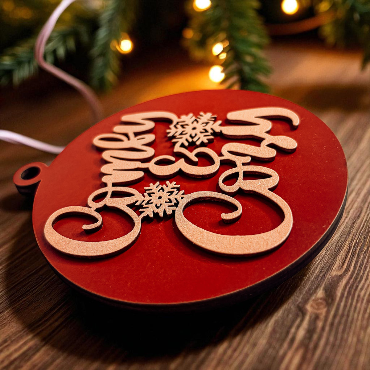 Wooden "Comfy & Cozy" Christmas Ornament — Select Your Color