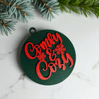 Wooden "Comfy & Cozy" Christmas Ornament — Select Your Color