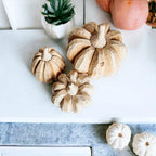 Hand Crafted Wooden Farmhouse Pumpkin Trio
