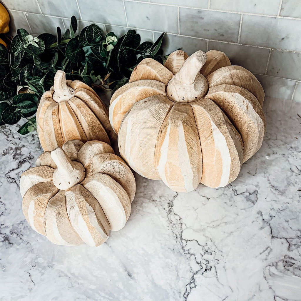 Hand Crafted Wooden Farmhouse Pumpkin Trio