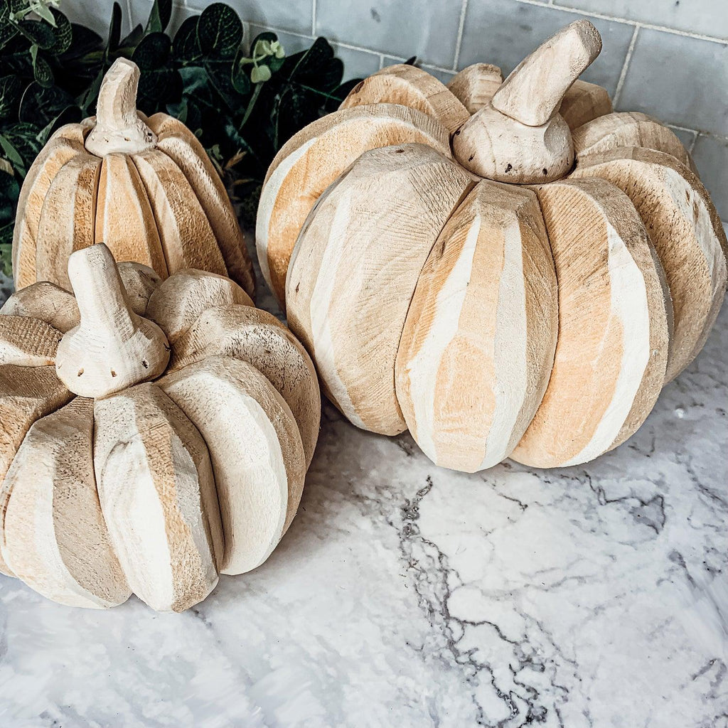 Hand Crafted Wooden Farmhouse Pumpkin Trio