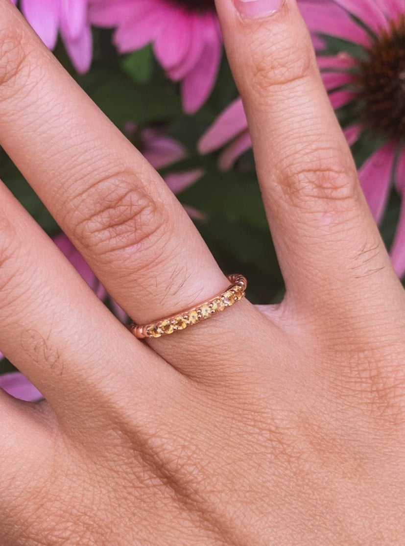 Delicate Rose Gold and Citrine Band — Select Your Size