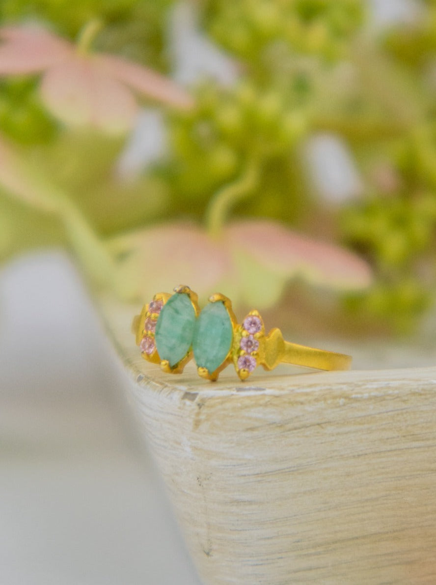 Bitty Leaf Ring — Select Your Gemstone & Size