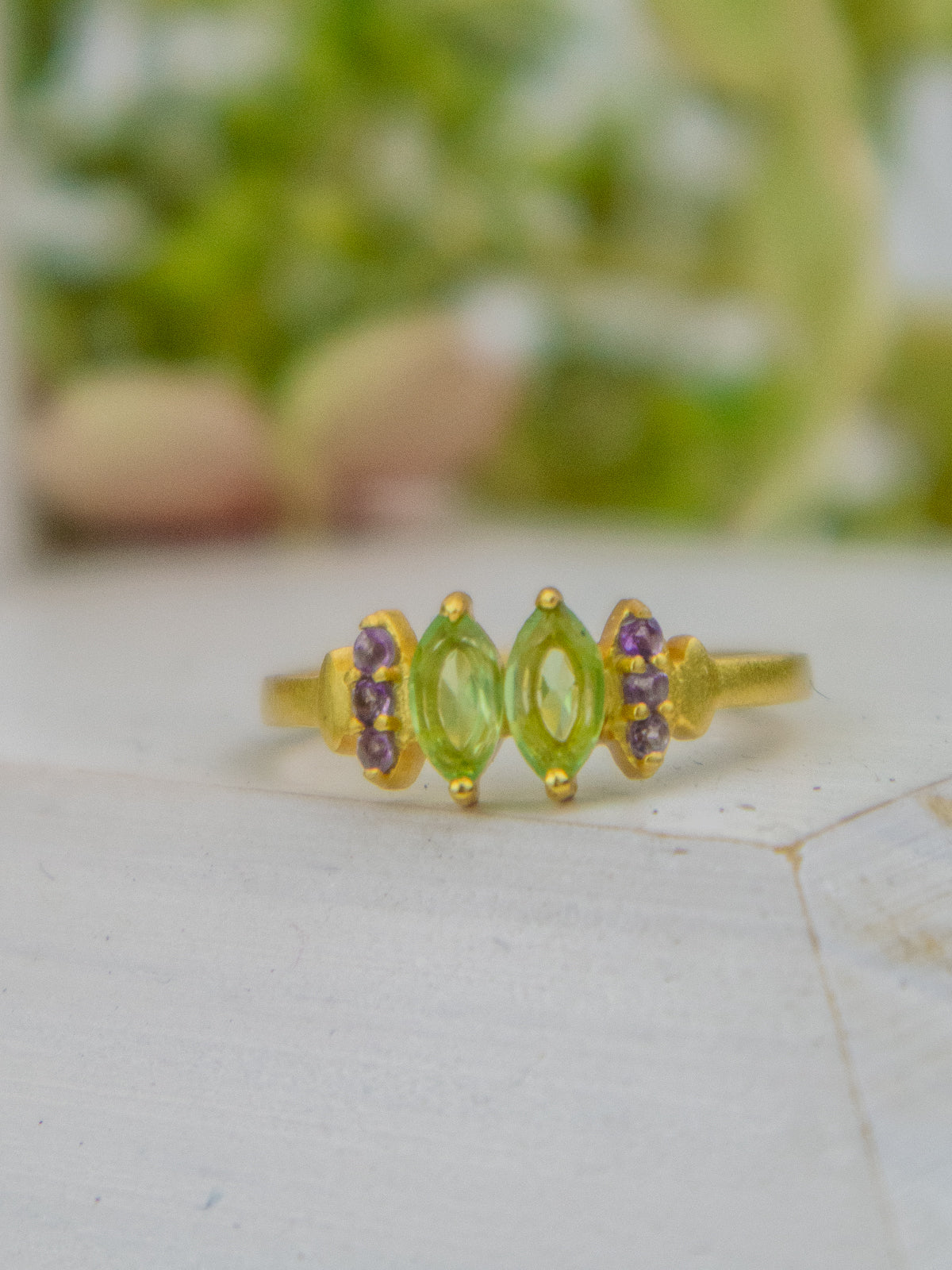 Bitty Leaf Ring — Select Your Gemstone & Size