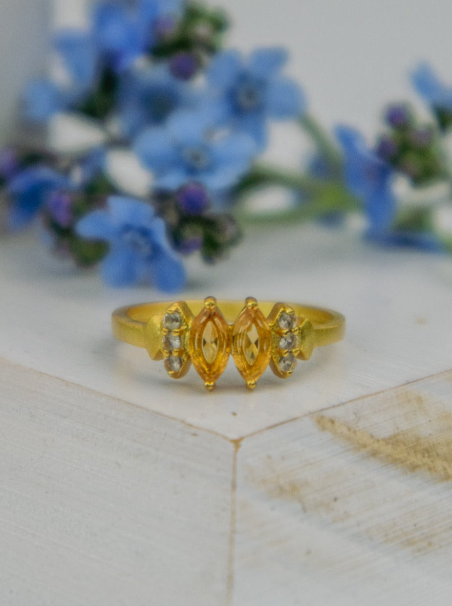 Bitty Leaf Ring — Select Your Gemstone & Size