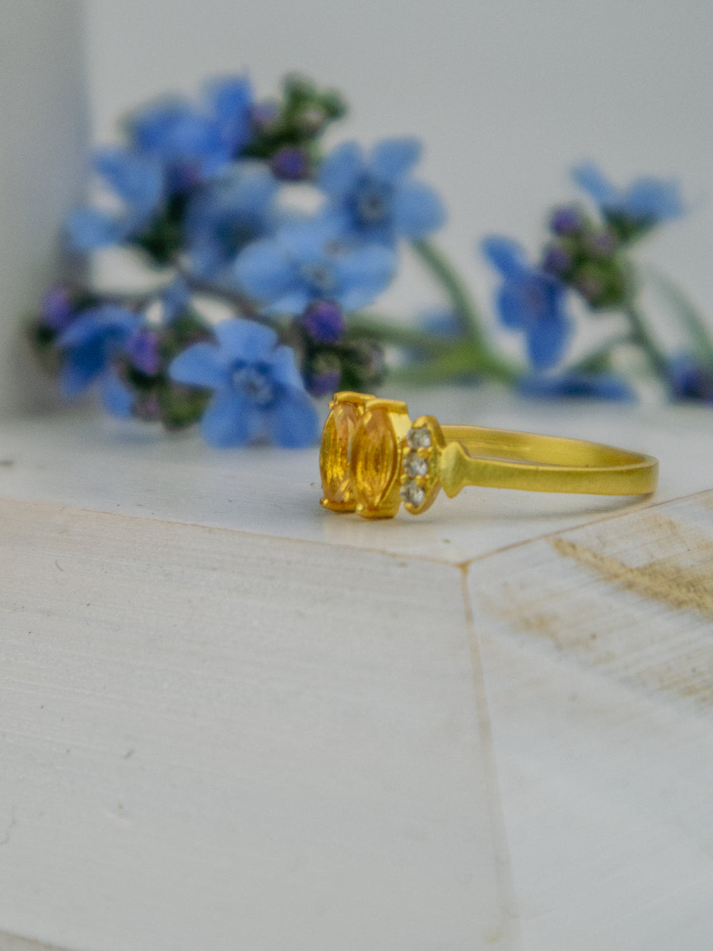 Bitty Leaf Ring — Select Your Gemstone & Size