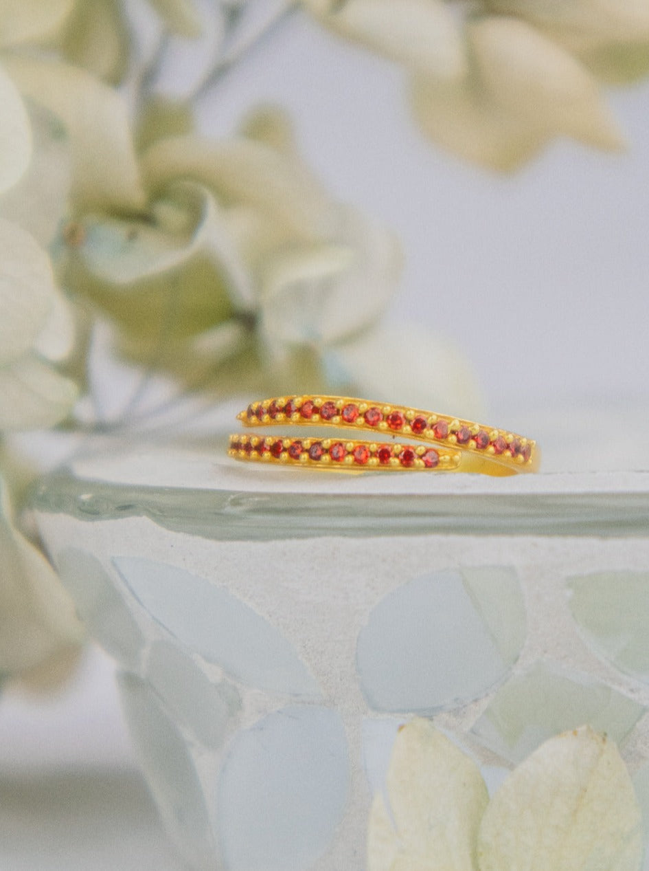 Serpentine Wrap Ring - Gold — Select Your Gemstone & Siuze
