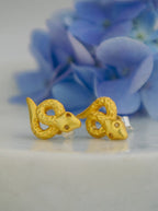 Tiny Snake Stud Earrings — Select Your Gemstone