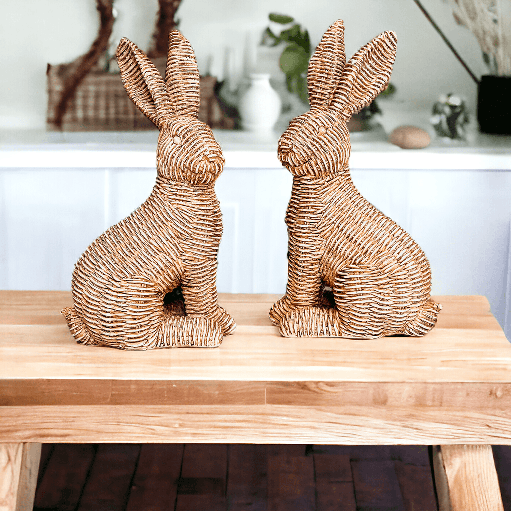 Resin Basket Weave Bunny — Select Your Color