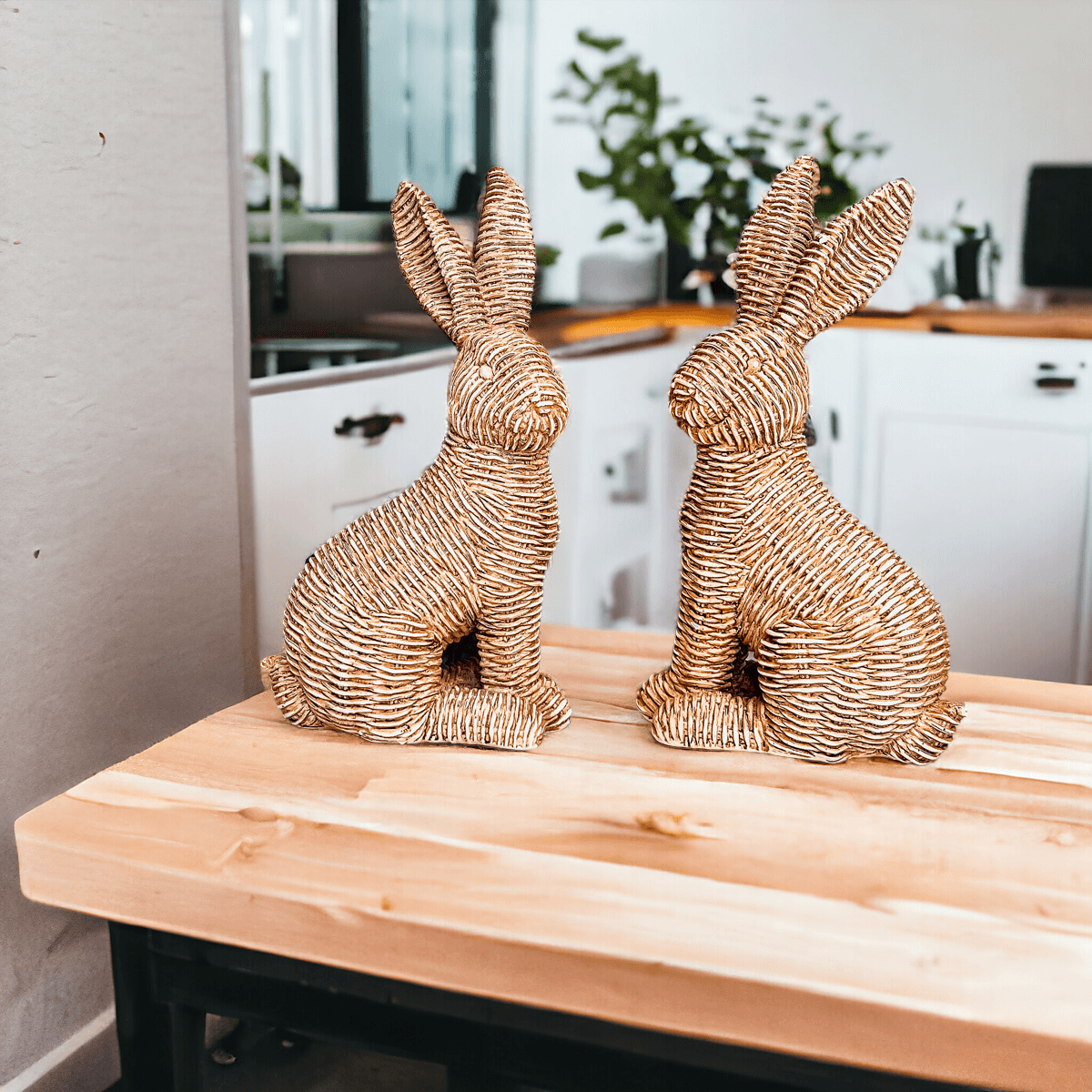 Resin Basket Weave Bunny — Select Your Color
