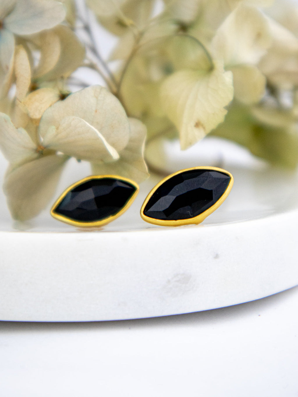 Mila Leaf Earrings - Gold — Select Your Gemstone