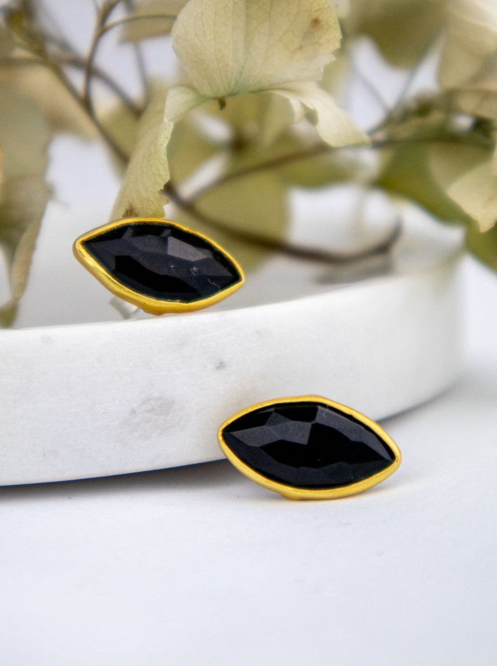 Mila Leaf Earrings - Gold — Select Your Gemstone