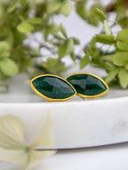 Mila Leaf Earrings - Gold — Select Your Gemstone