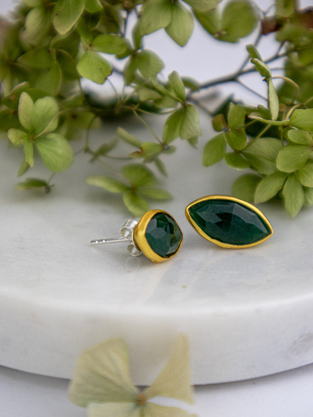 Mila Leaf Earrings - Gold — Select Your Gemstone