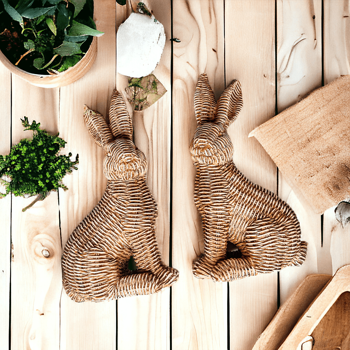 Resin Basket Weave Bunny — Select Your Color