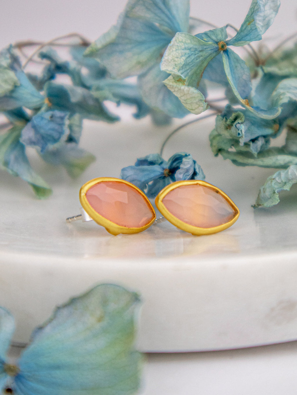 Mila Leaf Earrings - Gold — Select Your Gemstone