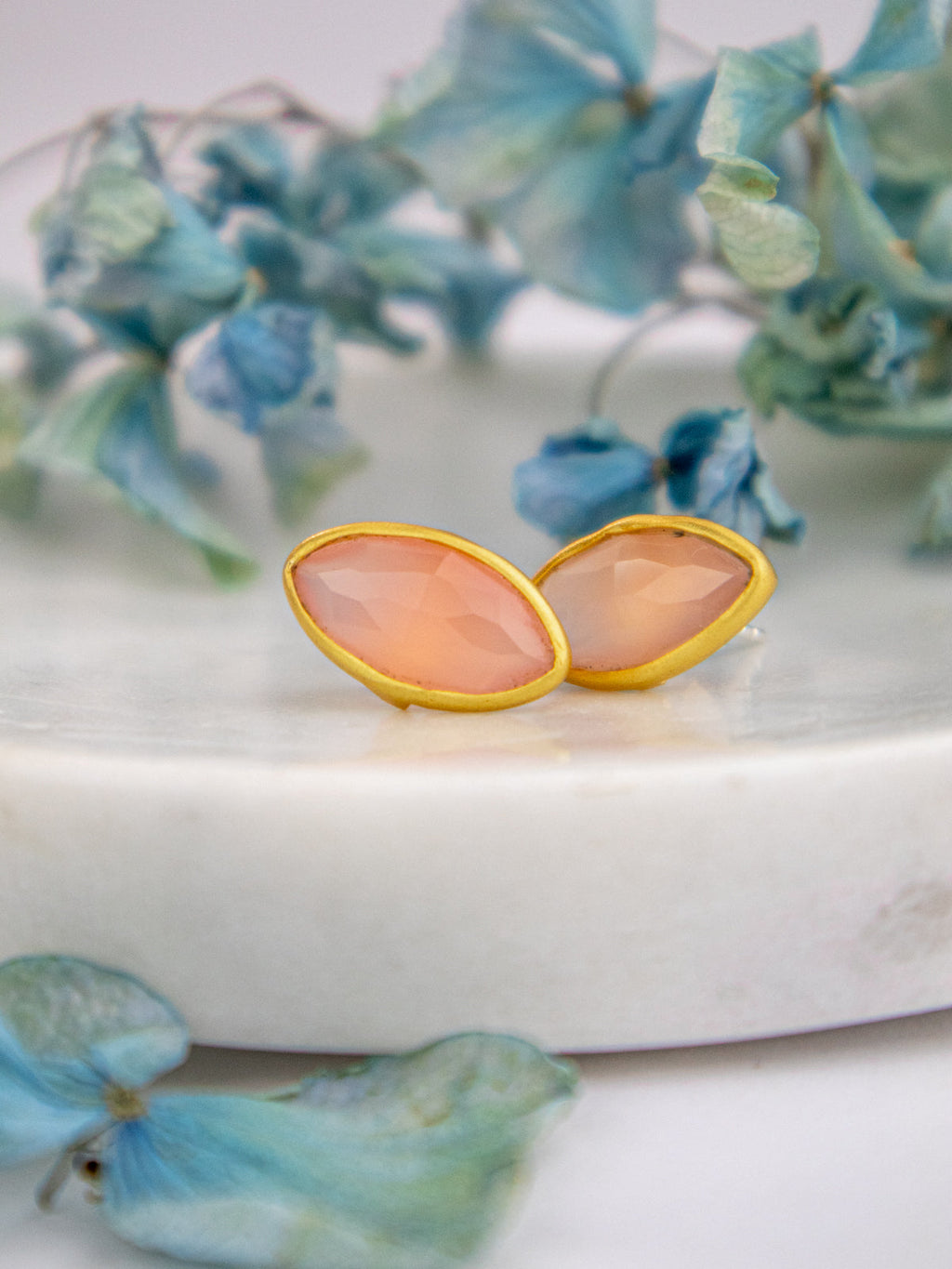 Mila Leaf Earrings - Gold — Select Your Gemstone