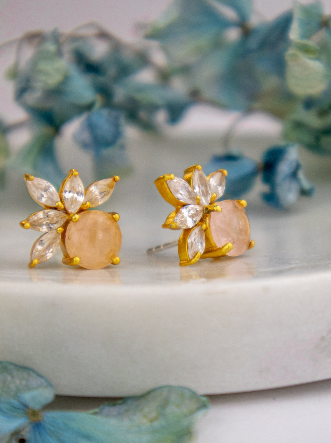Blooming Fan Studs — Select Your Gemstone