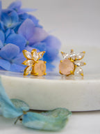 Blooming Fan Studs — Select Your Gemstone