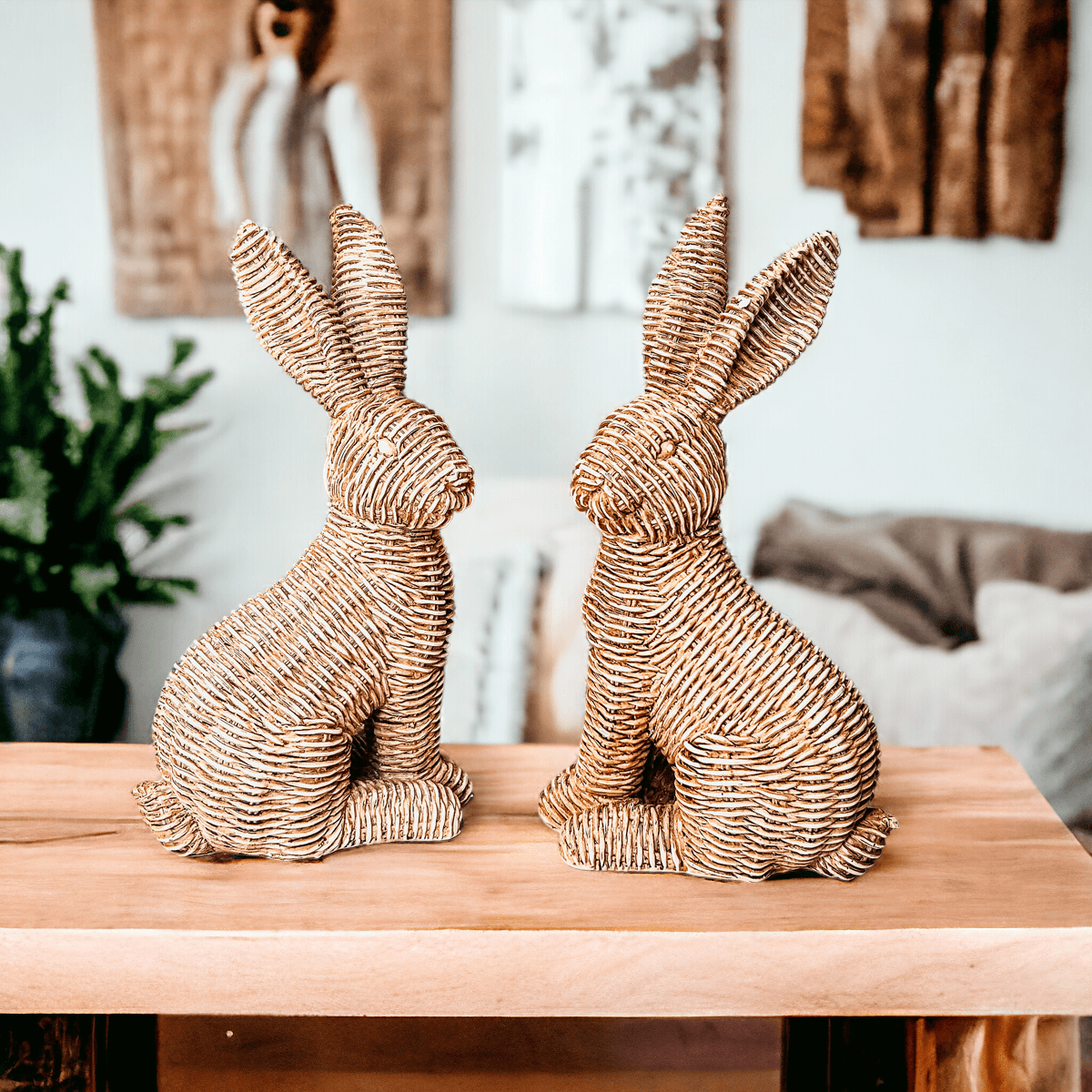 Resin Basket Weave Bunny — Select Your Color