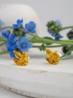 Tri Leaf Stud Earrings — Select Your Gemstone